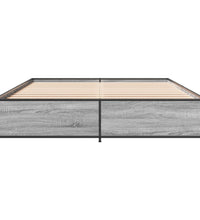 Bettgestell Grau Sonoma 150x200 cm Holzwerkstoff und Metall