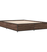 Bettgestell Braun Eichen-Optik 150x200 cm Holzwerkstoff Metall