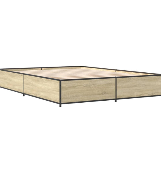 Bettgestell Sonoma-Eiche 140x200 cm Holzwerkstoff und Metall