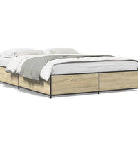 Bettgestell Sonoma-Eiche 140x200 cm Holzwerkstoff und Metall