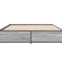 Bettgestell Grau Sonoma 140x200 cm Holzwerkstoff und Metall
