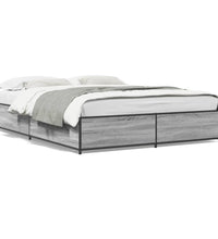 Bettgestell Grau Sonoma 140x200 cm Holzwerkstoff und Metall
