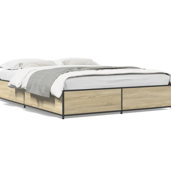 Bettgestell Sonoma-Eiche 120x200 cm Holzwerkstoff und Metall