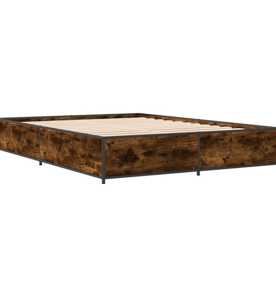 Bettgestell Räuchereiche 120x200 cm Holzwerkstoff und Metall