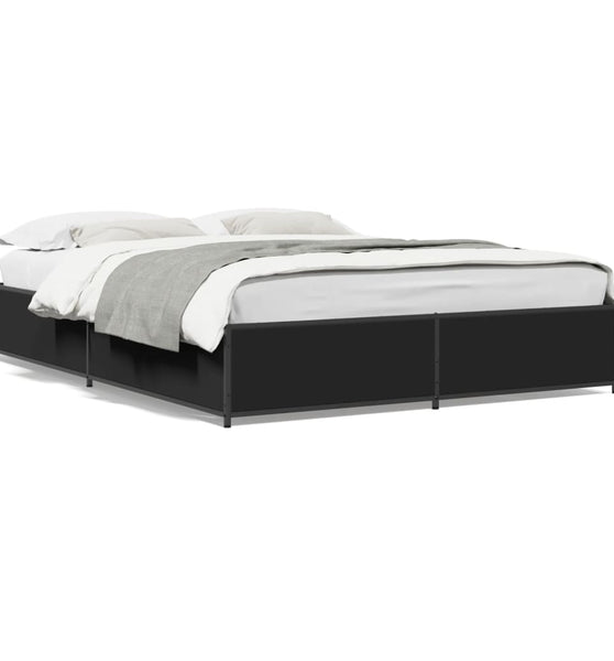 Bettgestell Schwarz 140x190 cm Holzwerkstoff und Metall