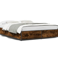 Bettgestell Räuchereiche 140x190 cm Holzwerkstoff und Metall