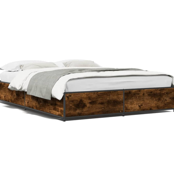Bettgestell Räuchereiche 140x190 cm Holzwerkstoff und Metall