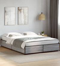 Bettgestell Grau Sonoma 140x190 cm Holzwerkstoff und Metall