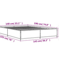 Bettgestell Grau Sonoma 140x190 cm Holzwerkstoff und Metall