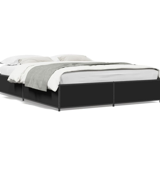 Bettgestell Schwarz 135x190 cm Holzwerkstoff und Metall