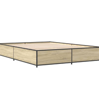 Bettgestell Sonoma-Eiche 135x190 cm Holzwerkstoff und Metall