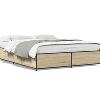 Bettgestell Sonoma-Eiche 135x190 cm Holzwerkstoff und Metall