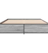 Bettgestell Grau Sonoma 135x190 cm Holzwerkstoff und Metall