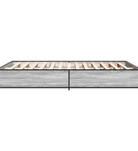 Bettgestell Grau Sonoma 135x190 cm Holzwerkstoff und Metall
