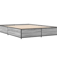 Bettgestell Grau Sonoma 135x190 cm Holzwerkstoff und Metall