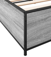 Bettgestell Grau Sonoma 135x190 cm Holzwerkstoff und Metall
