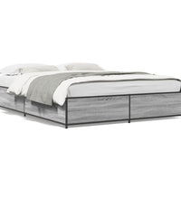 Bettgestell Grau Sonoma 135x190 cm Holzwerkstoff und Metall
