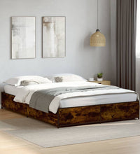 Bettgestell Räuchereiche 120x190 cm Holzwerkstoff und Metall