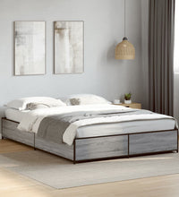 Bettgestell Grau Sonoma 120x190 cm Holzwerkstoff und Metall