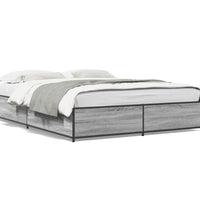 Bettgestell Grau Sonoma 120x190 cm Holzwerkstoff und Metall
