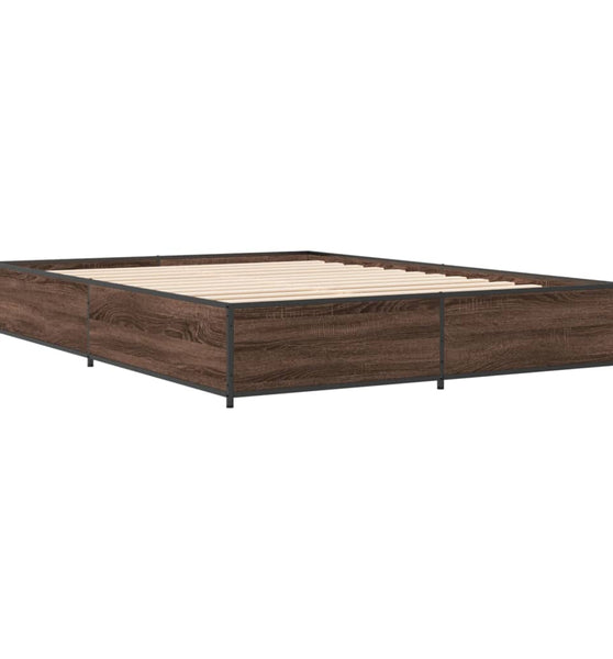 Bettgestell Braun Eichen-Optik 120x190 cm Holzwerkstoff Metall