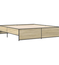 Bettgestell Sonoma-Eiche 200x200 cm Holzwerkstoff und Metall