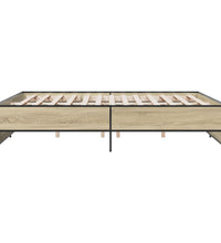 Bettgestell Sonoma-Eiche 200x200 cm Holzwerkstoff und Metall