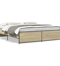 Bettgestell Sonoma-Eiche 200x200 cm Holzwerkstoff und Metall