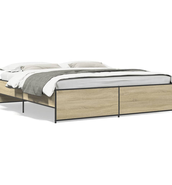 Bettgestell Sonoma-Eiche 200x200 cm Holzwerkstoff und Metall