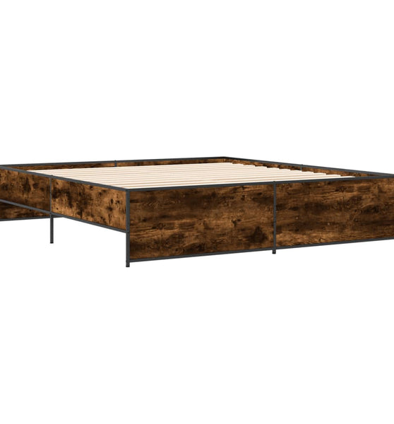 Bettgestell Räuchereiche 200x200 cm Holzwerkstoff und Metall