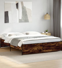 Bettgestell Räuchereiche 200x200 cm Holzwerkstoff und Metall