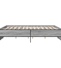 Bettgestell Grau Sonoma 200x200 cm Holzwerkstoff und Metall