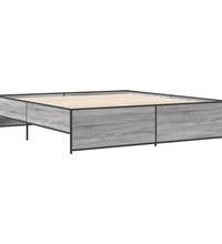 Bettgestell Grau Sonoma 200x200 cm Holzwerkstoff und Metall