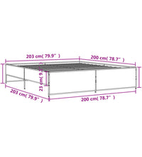 Bettgestell Braun Eichen-Optik 200x200 cm Holzwerkstoff Metall