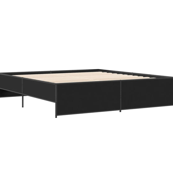 Bettgestell Schwarz 180x200 cm Holzwerkstoff und Metall