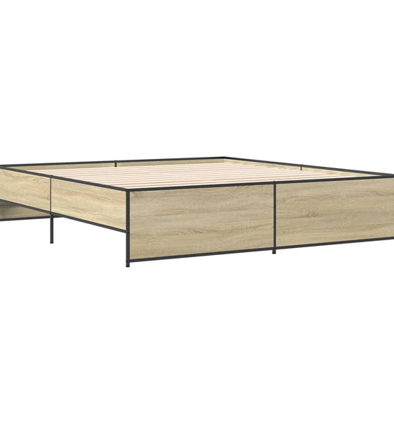 Bettgestell Sonoma-Eiche 180x200 cm Holzwerkstoff und Metall