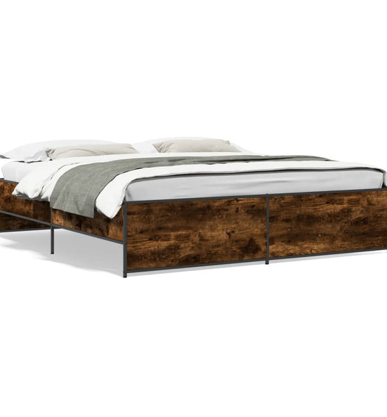 Bettgestell Räuchereiche 180x200 cm Holzwerkstoff und Metall