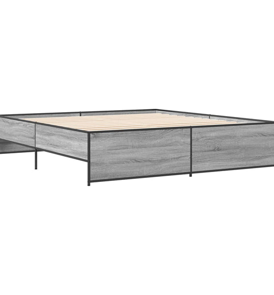 Bettgestell Grau Sonoma 180x200 cm Holzwerkstoff und Metall