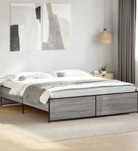 Bettgestell Grau Sonoma 180x200 cm Holzwerkstoff und Metall