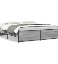 Bettgestell Grau Sonoma 180x200 cm Holzwerkstoff und Metall