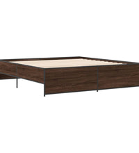 Bettgestell Braun Eichen-Optik 180x200 cm Holzwerkstoff Metall