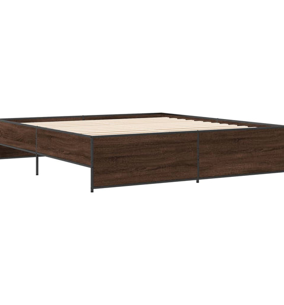Bettgestell Braun Eichen-Optik 180x200 cm Holzwerkstoff Metall