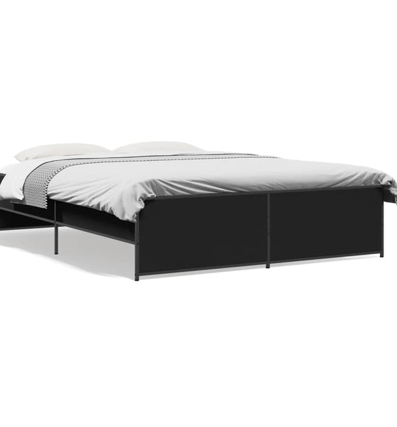 Bettgestell Schwarz 160x200 cm Holzwerkstoff und Metall