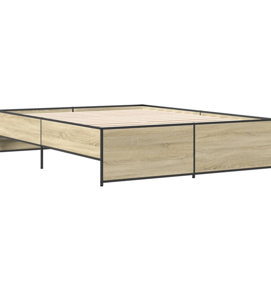 Bettgestell Sonoma-Eiche 160x200 cm Holzwerkstoff und Metall