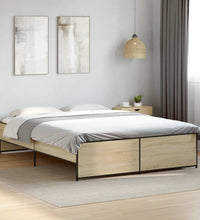 Bettgestell Sonoma-Eiche 160x200 cm Holzwerkstoff und Metall