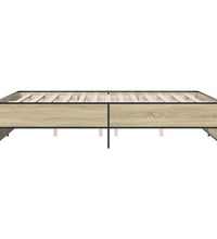 Bettgestell Sonoma-Eiche 160x200 cm Holzwerkstoff und Metall