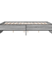 Bettgestell Grau Sonoma 160x200 cm Holzwerkstoff und Metall