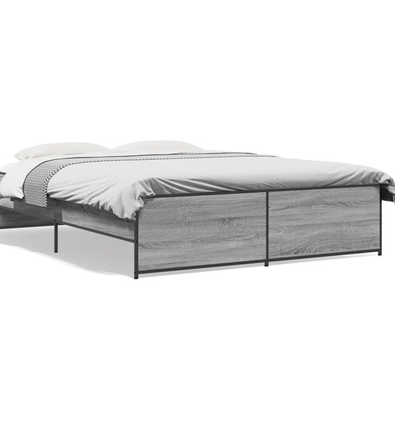 Bettgestell Grau Sonoma 160x200 cm Holzwerkstoff und Metall