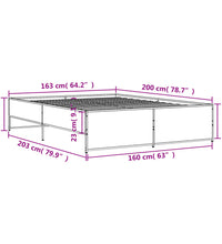 Bettgestell Braun Eichen-Optik 160x200 cm Holzwerkstoff Metall