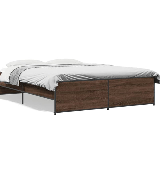 Bettgestell Braun Eichen-Optik 160x200 cm Holzwerkstoff Metall